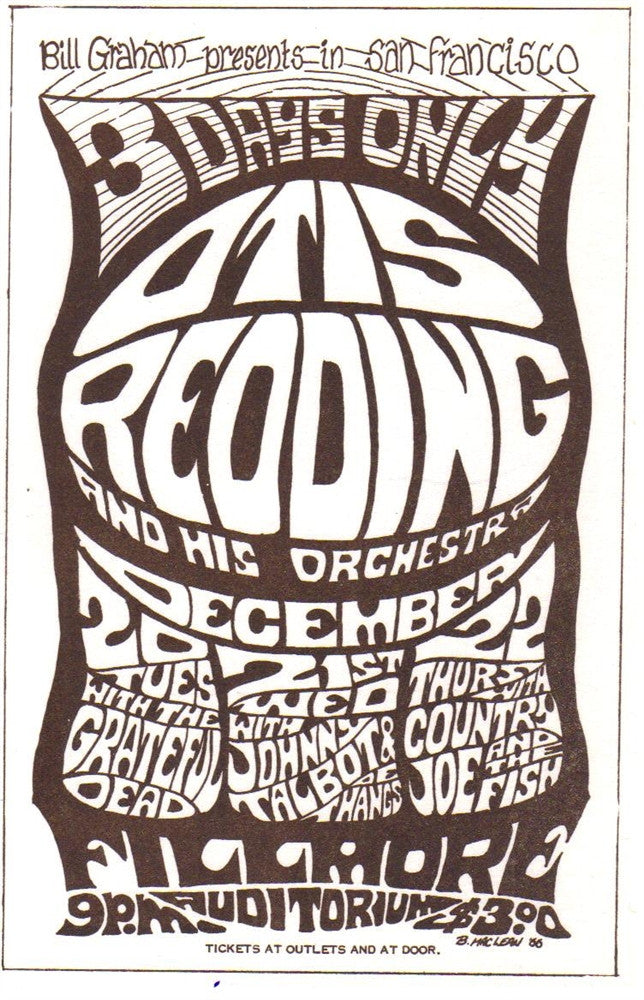 AOR2.044 - Otis Redding Handbill - Fillmore Auditorium - Condition - 1.5
