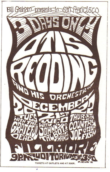 AOR2.044 - Otis Redding Handbill - Fillmore Auditorium - Condition - 1.5