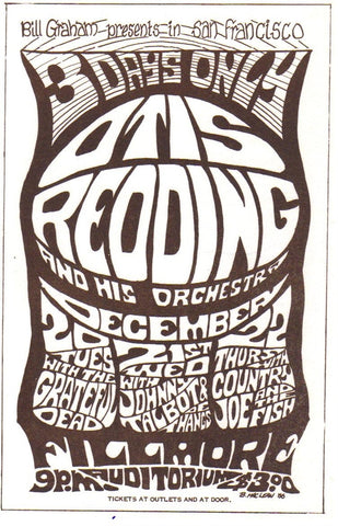 AOR2.044 - Otis Redding Handbill - Fillmore Auditorium - Condition - 1.5