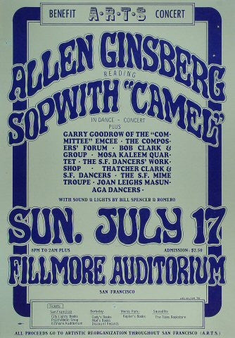 AOR2.075 - Allen Ginsberg Poster - ARTS Benefit - Fillmore Auditorium - Condition - 2.5
