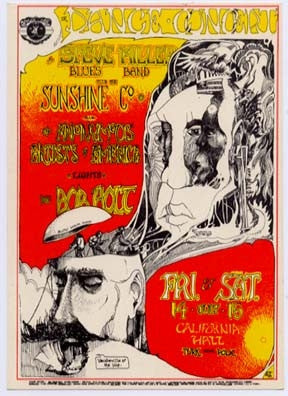 AOR2.138 - Steve Miller Blues Band Handbill - California Hall - Condition - 1.5