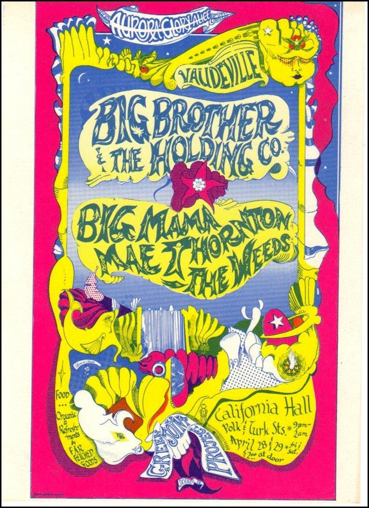 AOR2.152 - Big Brother & The Holding Company Handbill - California Hall - Condition - 1