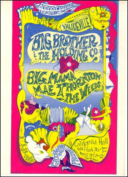AOR2.152 - Big Brother & The Holding Company Handbill - California Hall - Condition - 1