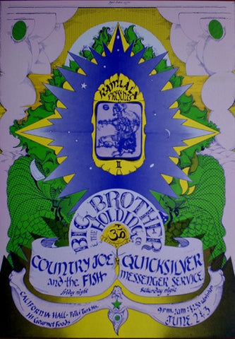 AOR2.158 - Big Brother & The Holding Company Poster - California Hall - Condition - 1