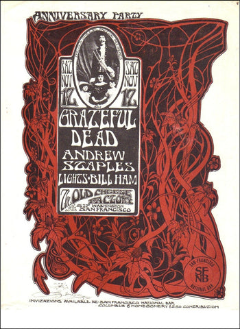 AOR2.185 - The Grateful Dead Handbill - Mouse Signed - The Old Cheese Factory - Condition - 2