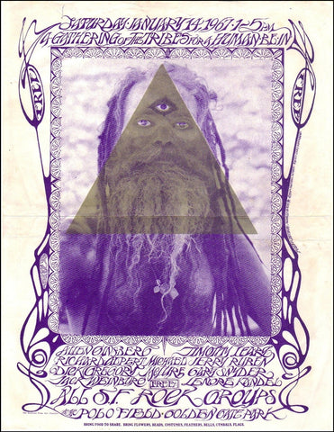 AOR2.217 - Timothy Leary Handbill - The Human Be - In - Golden Gate Park - Condition - 2