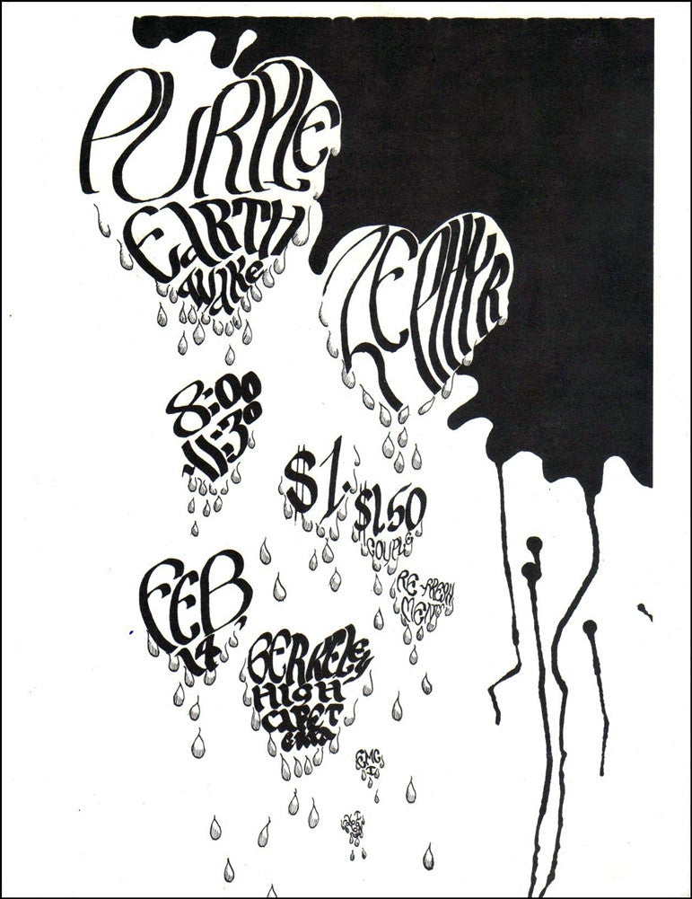 AOR2.264 - Purple Earthquake Handbill - Berkeley High School - Condition - 1