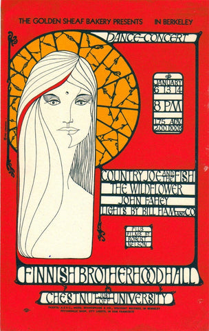 AOR2.270 - Country Joe & the Fish Handbill - Finnish Brotherhood Hall - Condition - 1