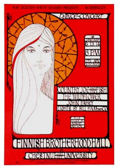AOR2.270 - Country Joe & the Fish Poster - Finnish Brotherhood Hall - Condition - 1