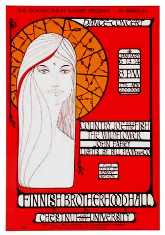 AOR2.270 - Country Joe & the Fish Poster - Finnish Brotherhood Hall - Condition - 1