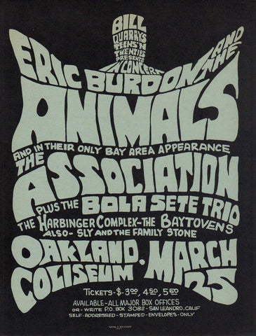 AOR2.294 - Eric Burdon and the Animals Handbill - Oakland Coliseum - Condition - 1