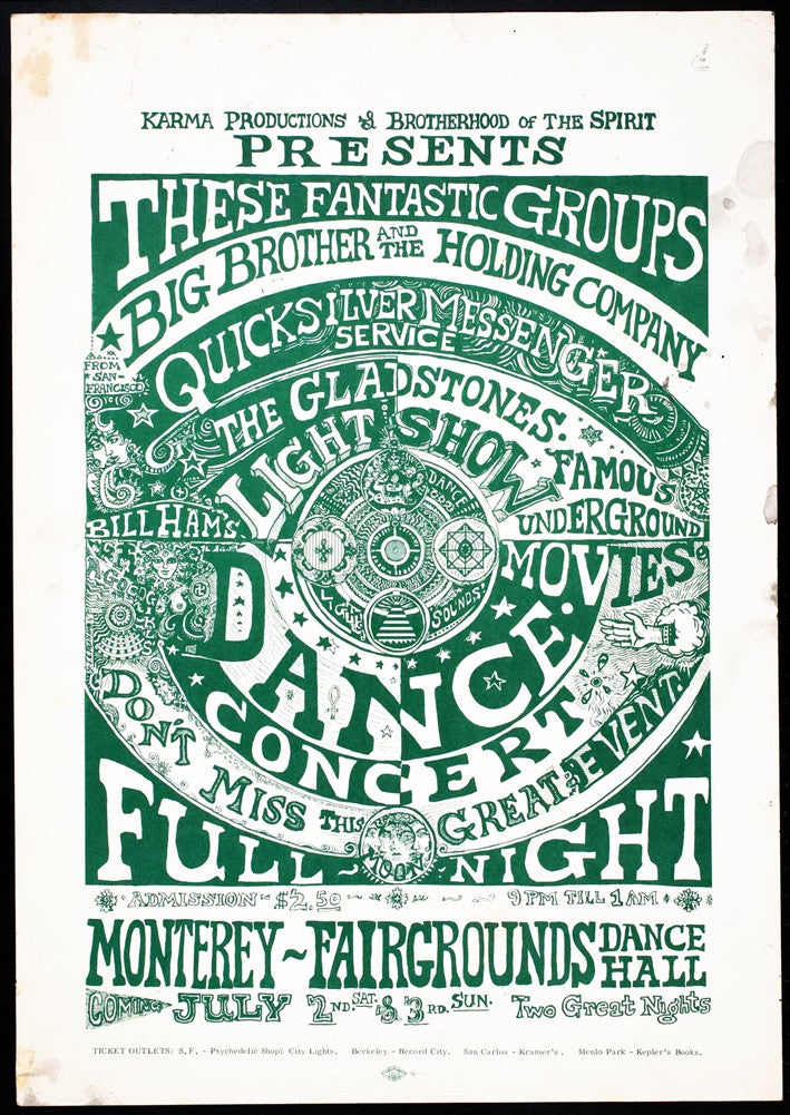AOR3.033 - Big Brother & The Holding Company Poster - Monterey Fairgrounds - Condition - 1.5