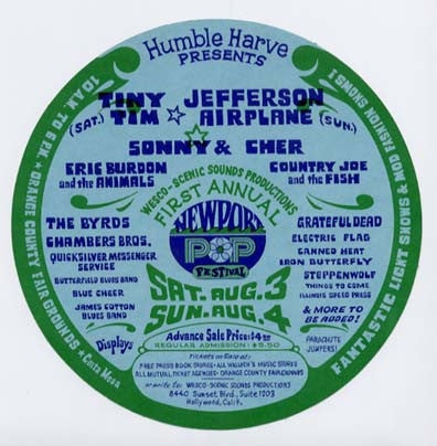 AOR3.061 - Eric Burdon and the Animals Handbill - First Annual Newport Pop Festival - Orange County Fairgrounds - Condition - 1