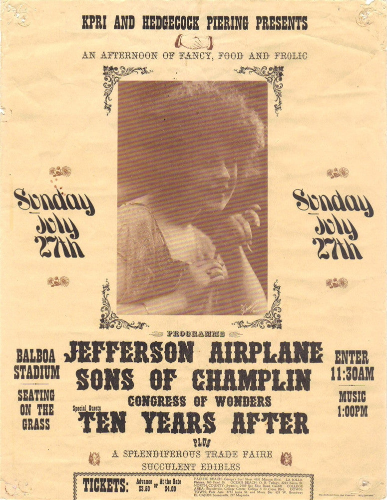 AOR3.099 - Jefferson Airplane Handbill - Balboa Stadium - Condition - 2