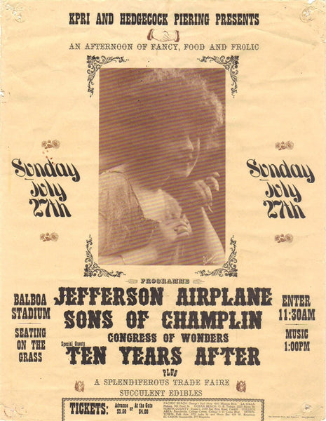 AOR3.099 - Jefferson Airplane Handbill - Balboa Stadium - Condition - 2