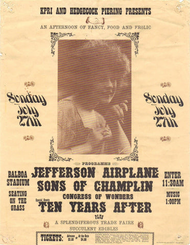 AOR3.099 - Jefferson Airplane Handbill - Balboa Stadium - Condition - 2