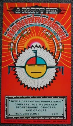 AOR4.011 - New Riders of the Purple Sage Poster - Kelley signed twice - Friends and Relations Hall - Condition - 1