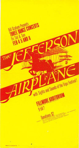 BG001 - Jefferson Airplane Postcard - Fillmore Auditorium (04 - Feb - 66) Condition - 1