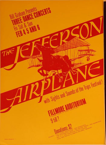 BG001 - Jefferson Airplane Poster - 3rd print - Fillmore Auditorium (04 - Feb - 66) Condition - 2