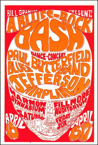 BG003 - Butterfield Blues Band Postcard - Fillmore Auditorium (15 - Apr - 66) Condition - 1