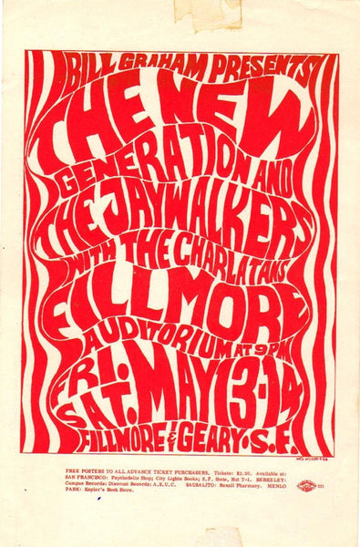 BG006 - New Generation Handbill - Fillmore Auditorium (13 - May - 66) Condition - 2