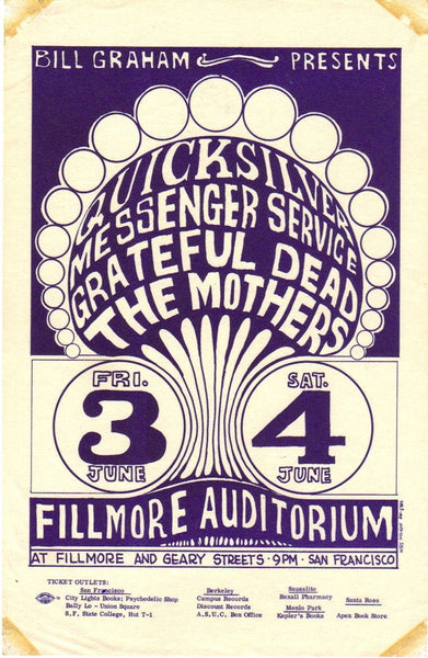 BG009 - Quicksilver Messenger Service Handbill - tape stains - Fillmore Auditorium (03 - Jun - 66) Condition - 2