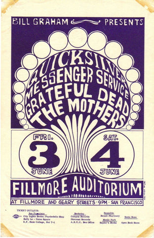 BG009 - Quicksilver Messenger Service Handbill - tape stains - Fillmore Auditorium (03 - Jun - 66) Condition - 2