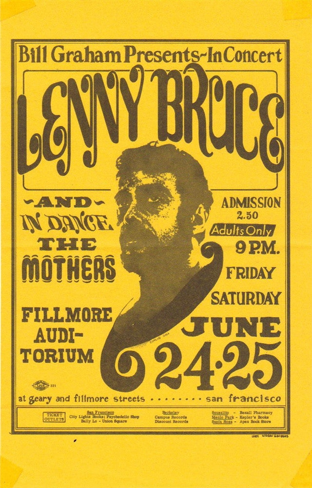 BG013 - Lenny Bruce Handbill - Fillmore Auditorium (24 - Jun - 66) Condition - 2