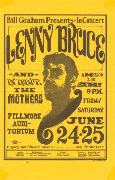 BG013 - Lenny Bruce Handbill - Fillmore Auditorium (24 - Jun - 66) Condition - 2