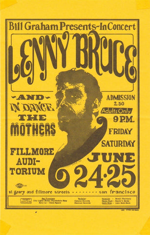 BG013 - Lenny Bruce Handbill - Fillmore Auditorium (24 - Jun - 66) Condition - 2
