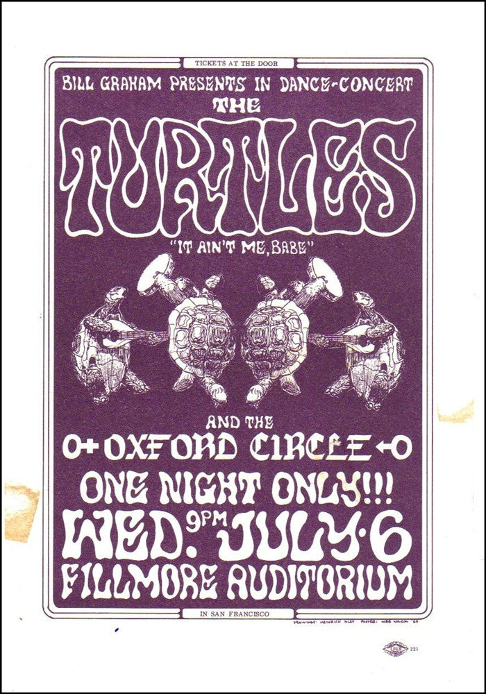 BG015 - Turtles Handbill - Fillmore Auditorium (06 - Jul - 66) Condition - 2