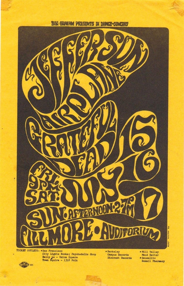 BG017 - Jefferson Airplane Handbill - Fillmore Auditorium (15 - Jul - 66) Condition - 2