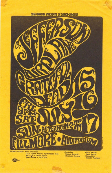 BG017 - Jefferson Airplane Handbill - Fillmore Auditorium (15 - Jul - 66) Condition - 2