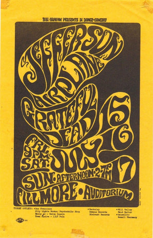 BG017 - Jefferson Airplane Handbill - Fillmore Auditorium (15 - Jul - 66) Condition - 2