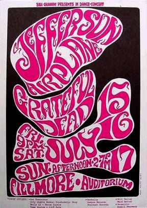 BG017 - Jefferson Airplane Poster - tape pulls on reverse - Fillmore Auditorium (15 - Jul - 66) Condition - 1.5
