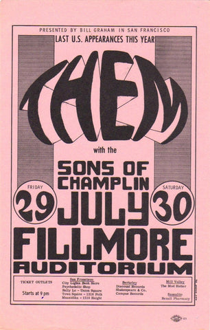 BG020 - Them Handbill - pink - Fillmore Auditorium (29 - Jul - 66) Condition - 2