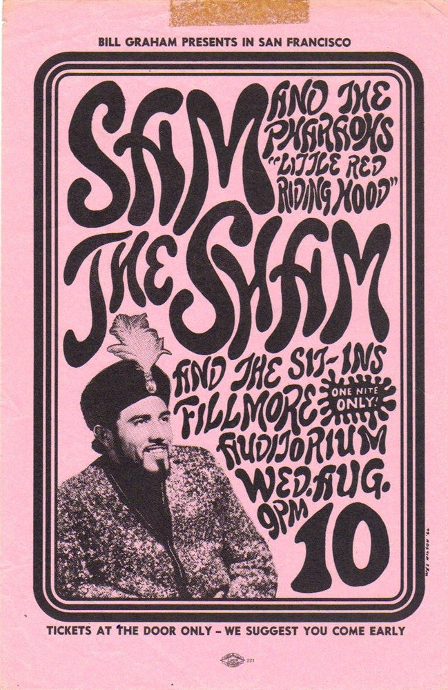 BG022 - Sam the Sham and the Pharaohs Handbill - Fillmore Auditorium (10 - Aug - 66) Condition - 2