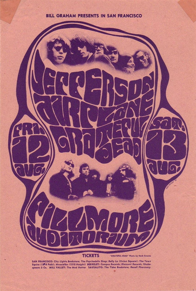BG023 - Jefferson Airplane Handbill - Fillmore Auditorium (12 - Aug - 66) Condition - 2