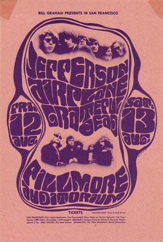 BG023 - Jefferson Airplane Handbill - Fillmore Auditorium (12 - Aug - 66) Condition - 2