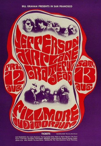 BG023 - Jefferson Airplane Poster - Fillmore Auditorium (12 - Aug - 66) Condition - 2