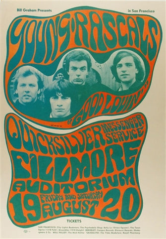 BG024 - The Young Rascals Poster - Fillmore Auditorium (19 - Aug - 66) Condition - 2