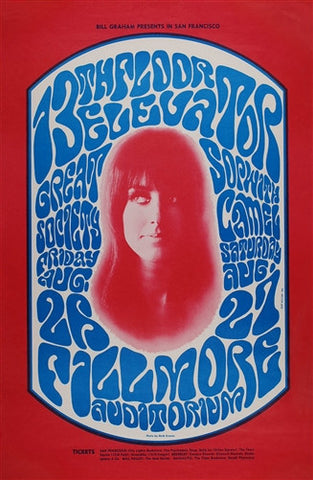 BG025 - 13th Floor Elevators Postcard - Fillmore Auditorium (26 - Aug - 66) Condition - 1