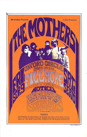 BG027 - Mothers of Invention Postcard - Fillmore Auditorium (09 - Sep - 66) Condition - 1