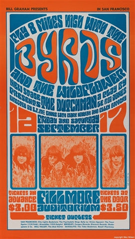 BG028 - The Byrds Postcard - Fillmore Auditorium (16 - Sep - 66) Condition - 1.5