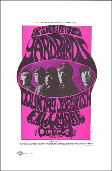 BG033 - Yardbirds Handbill - Fillmore Auditorium (23 - Oct - 66) Condition - 1.5