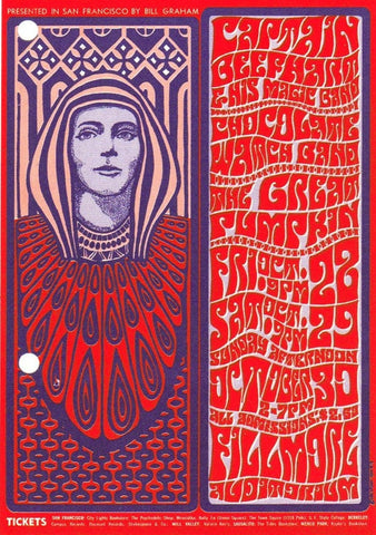 BG034 - Captain Beefheart & His Magic Band Handbill - holes punched - Fillmore Auditorium (28 - Oct - 66) Condition - 2