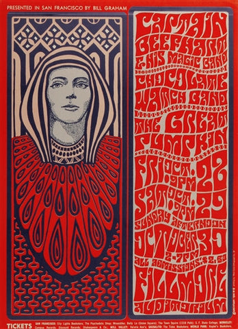 BG034 - Captain Beefheart & His Magic Band Poster - Fillmore Auditorium (28 - Oct - 66) Condition - 1