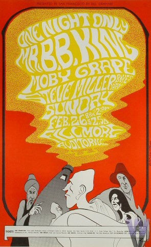 BG052 - B.B. King Postcard - Fillmore Auditorium (26 - Feb - 67) Condition - 2