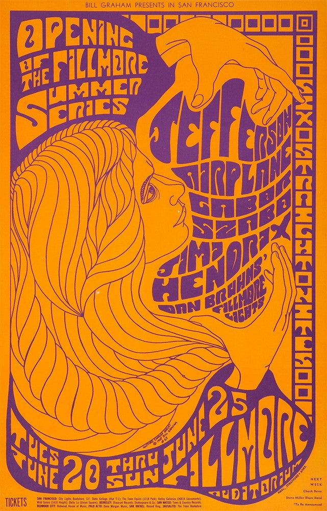 BG069 - Jefferson Airplane Poster - Fillmore Auditorium (20 - Jun - 67) Condition - 2