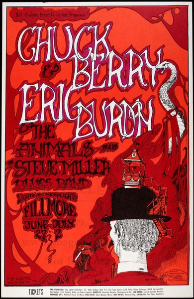BG070 - Chuck Berry Poster - Fillmore Auditorium (27 - Jun - 67) Condition - 1.5